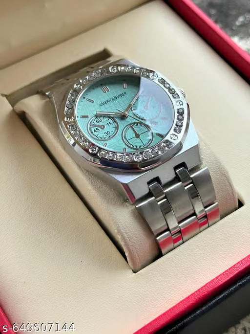 luxury stylish watch for men stainless steel silver strap watch men’s analog multifunction watch premium party wear watch men American Viber watch men look watch for men fashion wristwatch for men chronograph style men’s watch