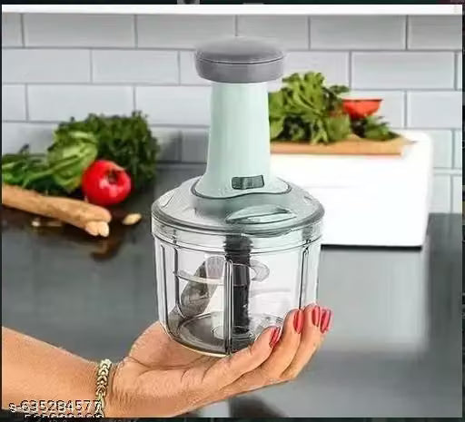 Push Chopper 650ml | Manual Food & Dry Fruit Cutter with 3 Stainless Steel Blades | BPA-Free, Heavy-Duty & Portable | Easy to Clean | Ideal for Chopping Veggies, Fruits & Nuts Quickly.
