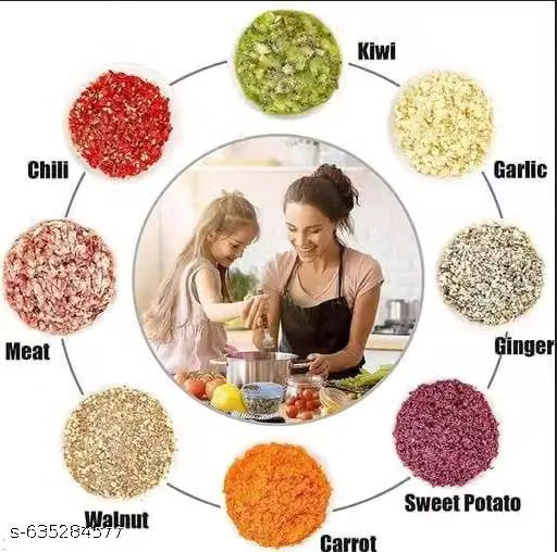 Push Chopper 650ml | Manual Food & Dry Fruit Cutter with 3 Stainless Steel Blades | BPA-Free, Heavy-Duty & Portable | Easy to Clean | Ideal for Chopping Veggies, Fruits & Nuts Quickly.