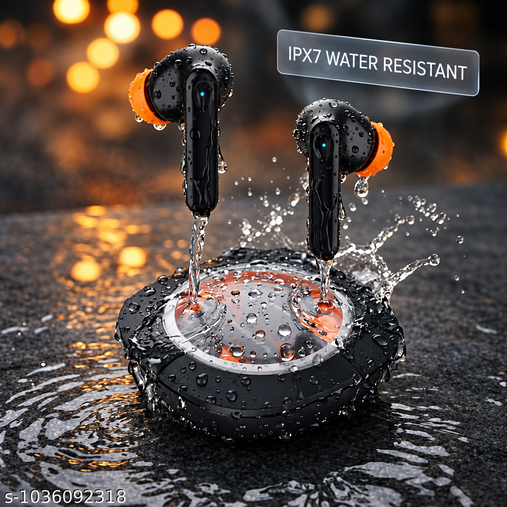 TWS Key Pro Wireless Earbuds, 72 Hours Battery Life, Bluetooth Gaming Headset, Black and Orange