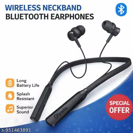 Wireless in-Ear Neckband Bluetooth Earphones with 10mm Drivers, Rich Music Experience, Above 20 Hours Playtime, Type C Fast Charging, Neckband Earphones with Voice Assistant-Set of 2