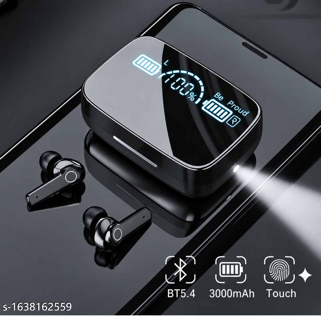 M 19 TWS 5.0 Wireless In Ear Earbuds Touch Waterproof LED Digital Display Bluetooth Headset (Black, True Wireless)
