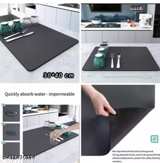 Silicone Dish Drying Mat for Kitchen | Water Absorbent Mat | Kitchen Mat for Wet Utensils | Dish Drying Mat | Water Absorbent mats for Kitchen Items (40 x 60 CM)