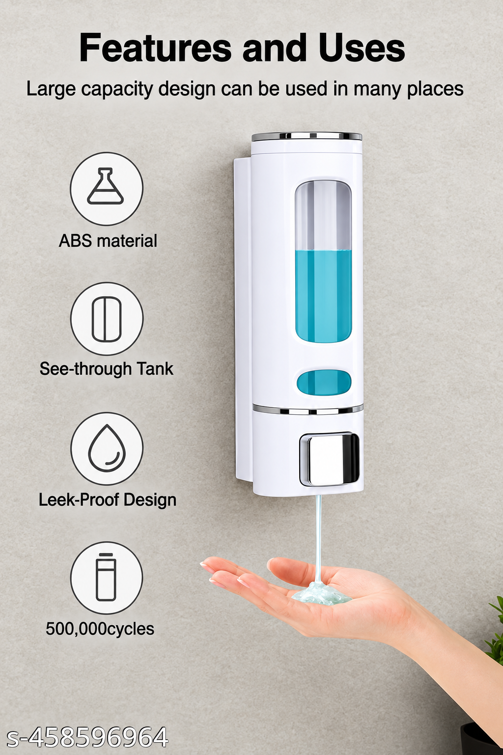 Premium Quality Shiny White 350 Ml Liquid Soap Dispenser for Shampoo,Lotion,Foam etc.