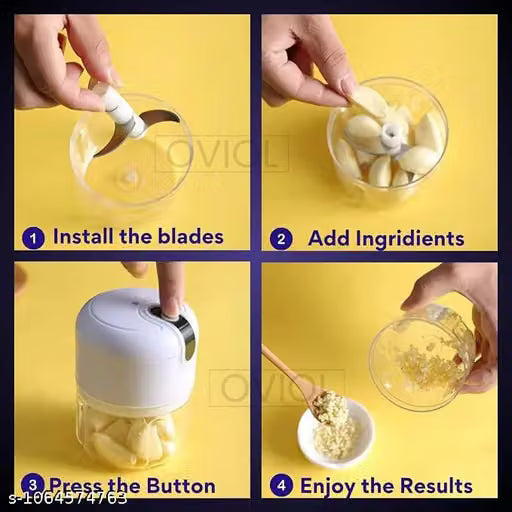 250 ml Mini Food Processor Chopper with 304 Stainless Steel Blades & BPA-Free Bowl