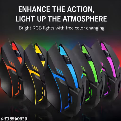 RGB LED Wired Gaming Mouse Fast Response Comfortable Grip Mouse