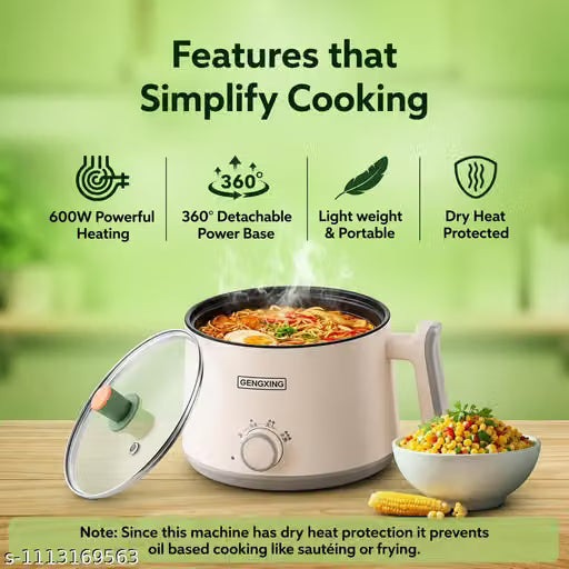 Electric Multi Cooker with Steamer Basket & Glass Lid, Adjustable Temperature Control, Non Stick Cooking Pot for Vegetables, Rice, Noodles, Soup, Eggs Kitchen Use