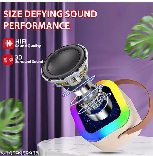 Rechargeable Karaoke Mic with Speaker for Singing | Wireless Mini Portable Bluetooth Speaker with Microphone & LED Lights |
