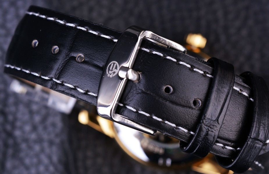 Hollow Engraving Skeleton Casual Designer Black Golden Case Gear Bezel Watches Men Luxury Brand Automatic Watches