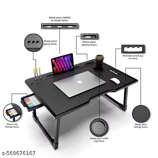 Study Table/Bed Table/Foldable and Portable Wooden/Writing Desk for Office/Home/School
