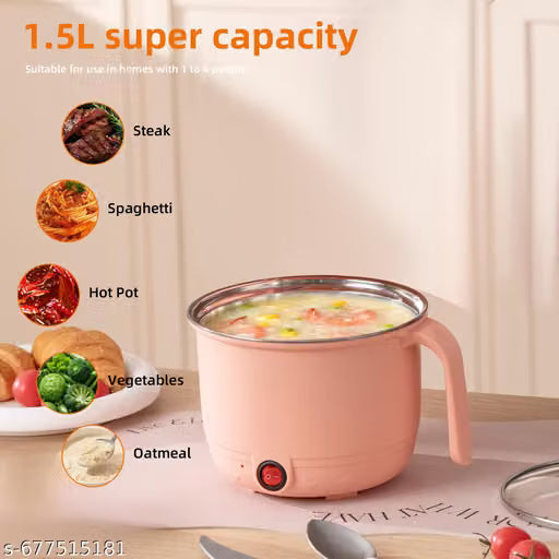 Electric Multi Cooker with steamer | Rice Cooker | 5 egg tray | 1.2 litre 600 Watt | 3 Boiling Modes | Stainless Steel body | Egg boiler | Tea, Soup, Noodles maker