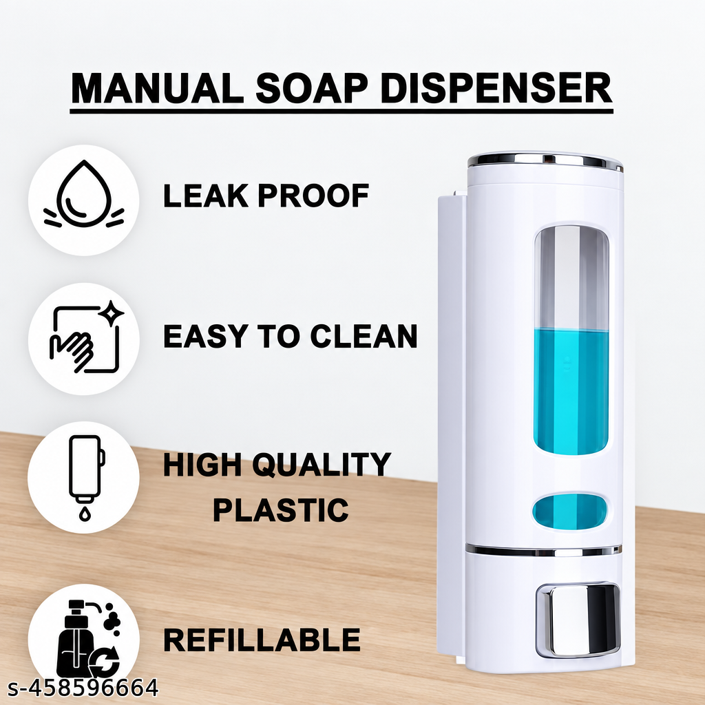 Premium Quality Shiny White 350 Ml Liquid Soap Dispenser for Shampoo,Lotion,Foam etc.