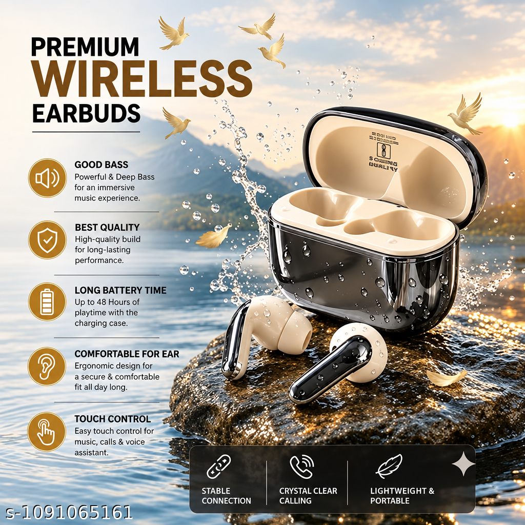 Stylish TWS Earbuds for an immersive audio experienc and premium look .