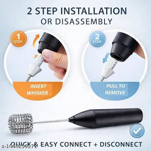 Coffee Frother Electric with Double Whisk | C Type Rechargeable Coffee Maker Machine for Home | Free Coffee Blender Recipe Book | Big Battery