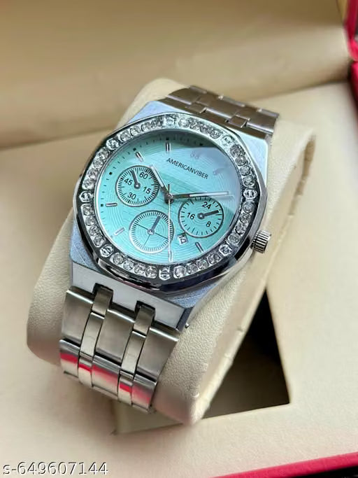 luxury stylish watch for men stainless steel silver strap watch men’s analog multifunction watch premium party wear watch men American Viber watch men look watch for men fashion wristwatch for men chronograph style men’s watch