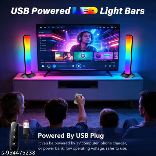 USB RGB light bar with 16 color LED ambient desk lamp remote control music sync and removable headset holder for gaming