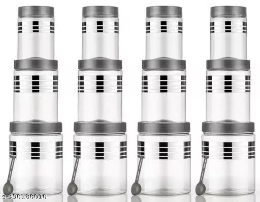 Plastic Pet Storage Jar and Container, 12 pcs BPA Free Food Grade Canisters AirTight Jars for Kitchen