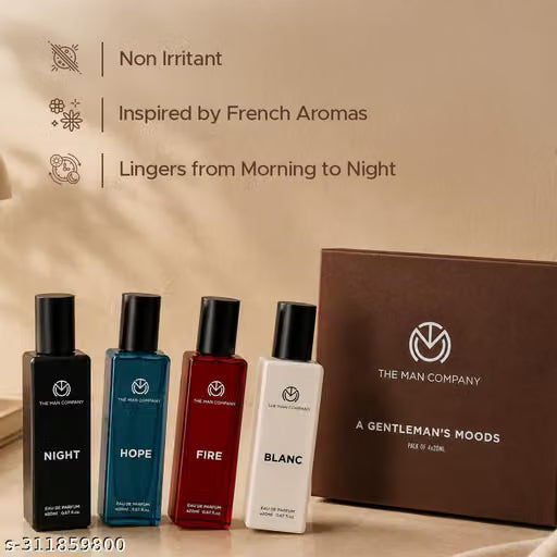 Perfume Gift Set for Men 4*20ml - A Gentleman’s Moods | Premium Long-Lasting Perfume Body Spray for Gifting