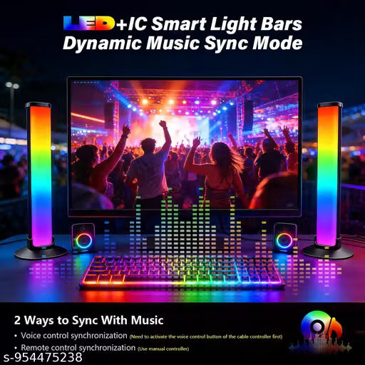 USB RGB light bar with 16 color LED ambient desk lamp remote control music sync and removable headset holder for gaming
