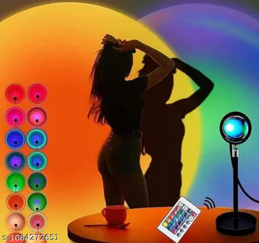 Sunset Lamp Projector 16-Color – 360° Rotating LED Light Desk Lamp with Remote Control |