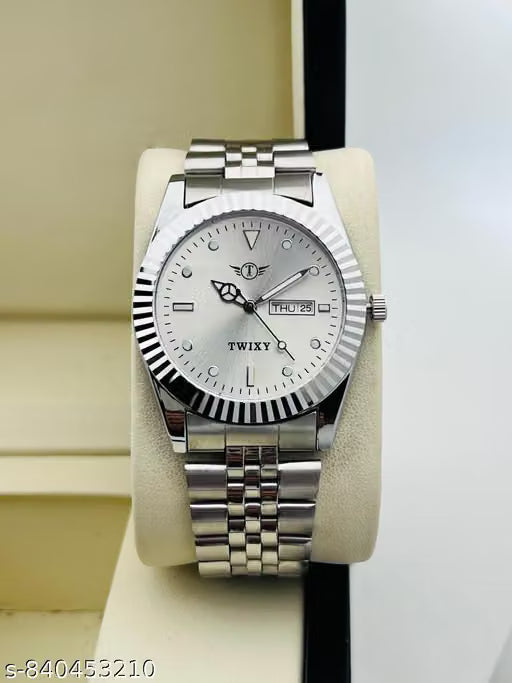 Ballade Design Date Function Watch With Blue Dial, Stainless Steel Chain Analog Watch - For Men    {free  size}
