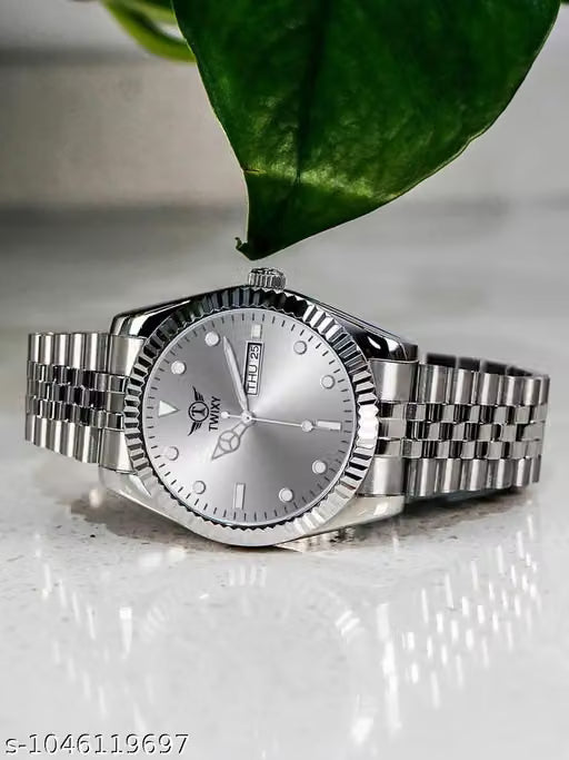 Ballade Design Date Function Watch With Green Dial, Stainless Steel Chain Analog Watch - For Men
