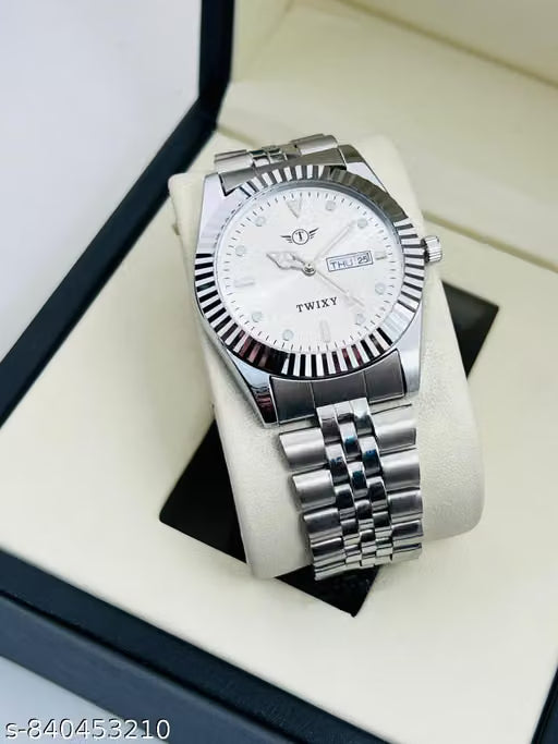Ballade Design Date Function Watch With Blue Dial, Stainless Steel Chain Analog Watch - For Men    {free  size}