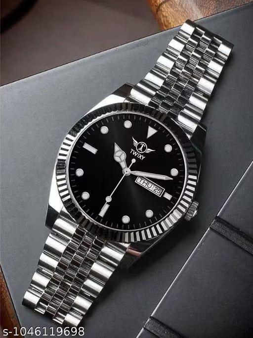 Ballade Design Date Function Watch With Green Dial, Stainless Steel Chain Analog Watch - For Men