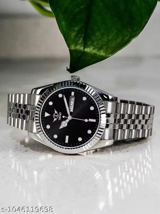 Ballade Design Date Function Watch With Green Dial, Stainless Steel Chain Analog Watch - For Men