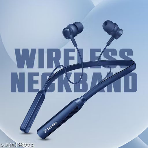 TP Troops Wireless in-Ear Neckband Bluetooth Earphones with 10mm Drivers, Rich Music Experience, Above 20 Hours Playtime, Type C Fast Charging, Neckband Earphones with Voice Assistant-Blue