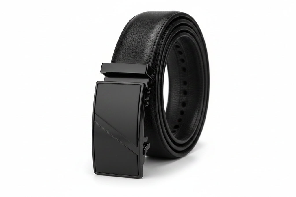 Premium Men's Automatic Ratchet Belt – Adjustable PU Leather Formal & Casual Belt with Auto-Lock Metal Buckle (Black)