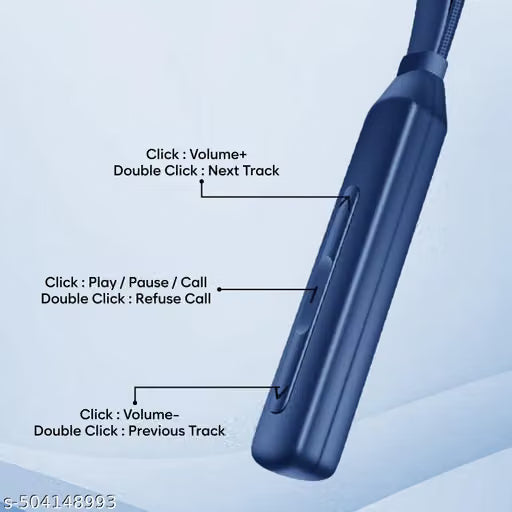 TP Troops Wireless in-Ear Neckband Bluetooth Earphones with 10mm Drivers, Rich Music Experience, Above 20 Hours Playtime, Type C Fast Charging, Neckband Earphones with Voice Assistant-Blue